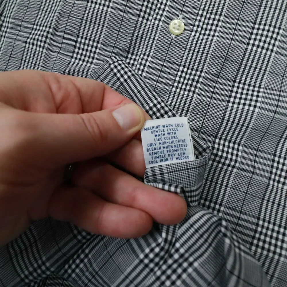 Polo Ralph Lauren Men's Black White Plaid Non-Iron Button‎ Up Shirt size Small